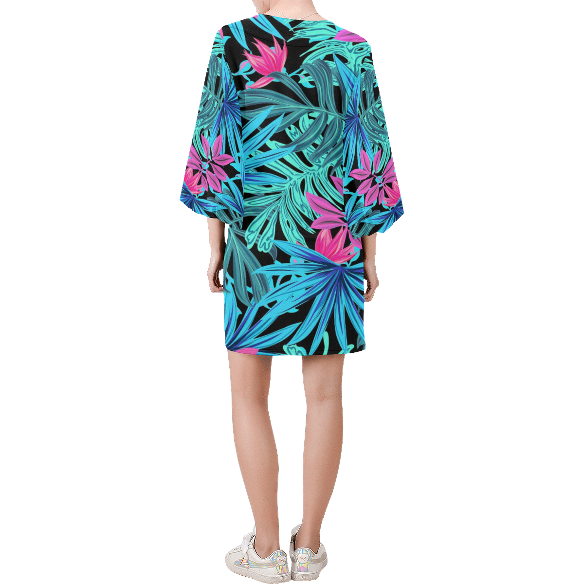 Pretty Leaves 4A by JamColors Bell Sleeve Dress (Model D52)