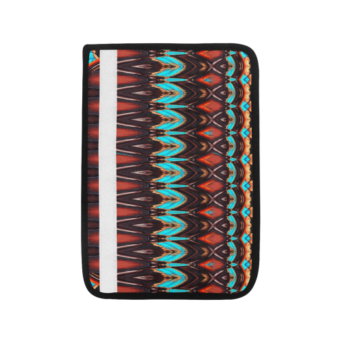 K172 Wood and Turquoise Abstract Car Seat Belt Cover 7''x10''