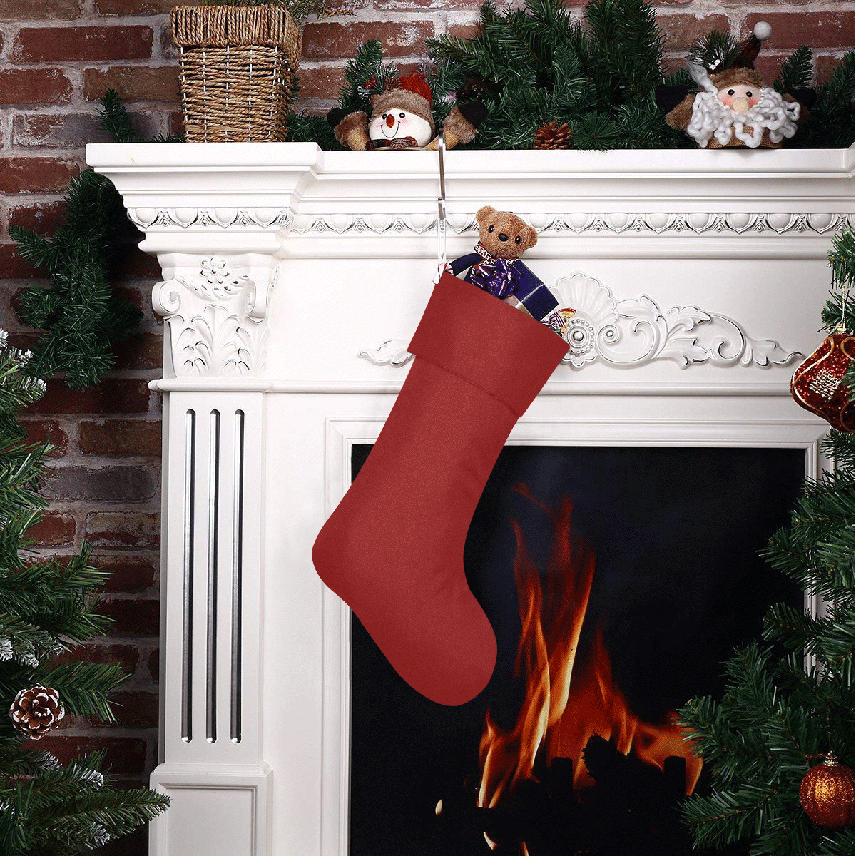 color maroon Christmas Stocking