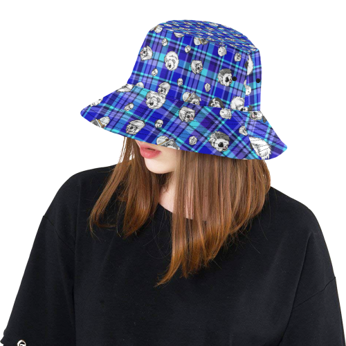 blue plaid Shaggies All Over Print Bucket Hat