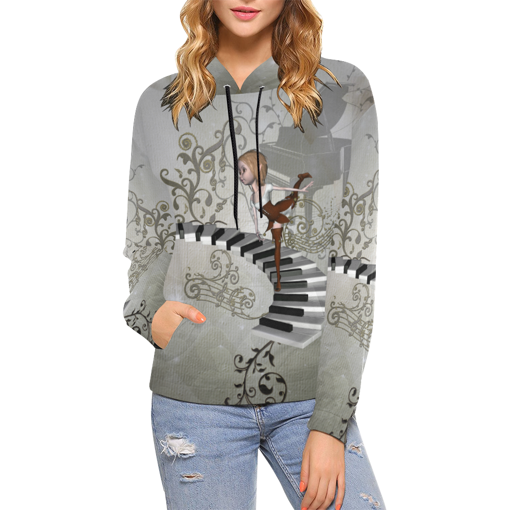 Music, dancing fairy All Over Print Hoodie for Women (USA Size) (Model H13)