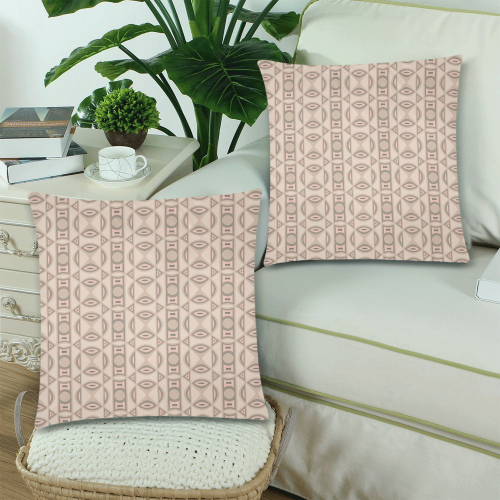 Sandy Beige Geometric Custom Zippered Pillow Cases 18"x 18" (Twin Sides) (Set of 2)