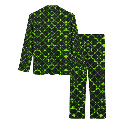 Lime Green Plaid Women's Long Pajama Set