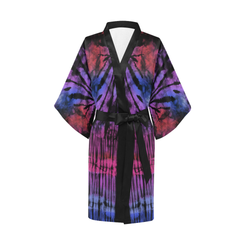 Crumple To Lined Tie Dye Kimono Robe