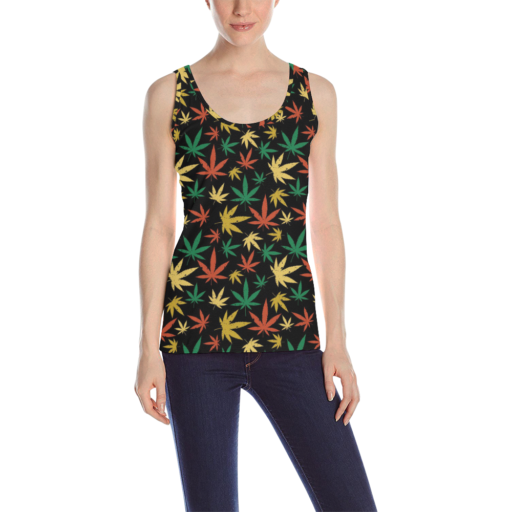 Cannabis Pattern All Over Print Tank Top for Women (Model T43)