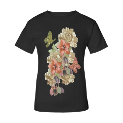 Leather craft flowers Women's Raglan T-Shirt/Front Printing (Model T62)