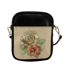 Leather flower on suede Sling Bag (Model 1627)