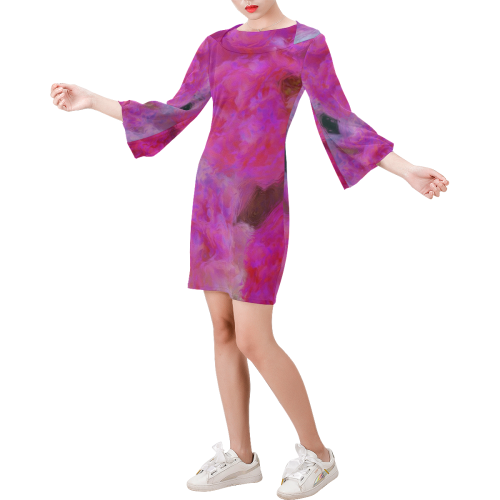 Painted Roses by JamColors Bell Sleeve Dress (Model D52)