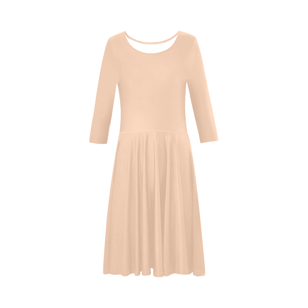 color apricot Elbow Sleeve Ice Skater Dress (D20)