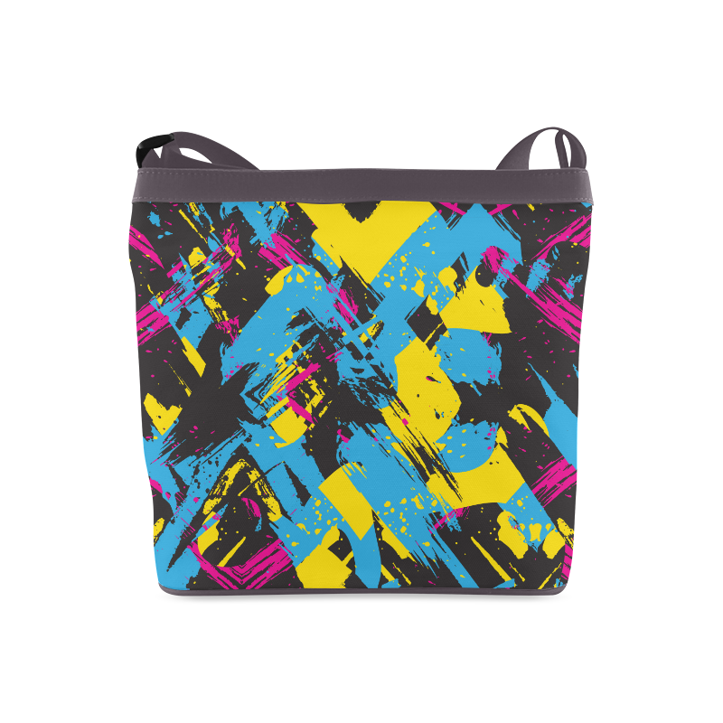 Colorful paint stokes on a black background Crossbody Bags (Model 1613)