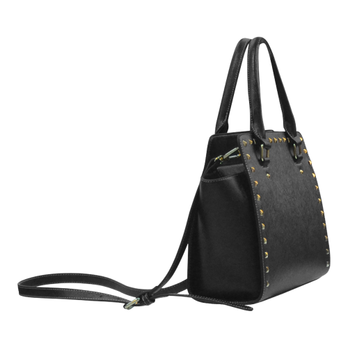blackestblack Rivet Shoulder Handbag (Model 1645)