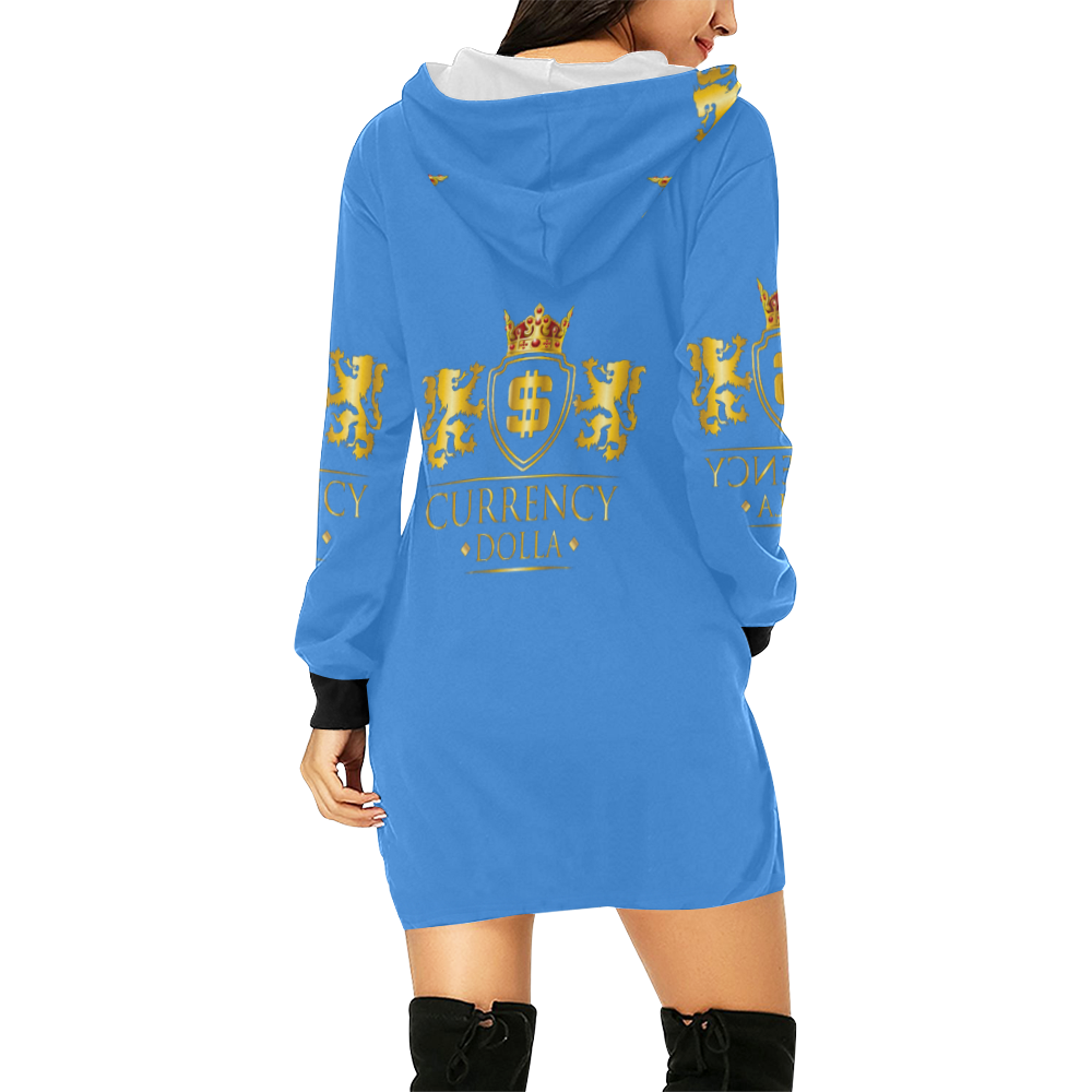 CURRENCY_DOLLA All Over Print Hoodie Mini Dress (Model H27)