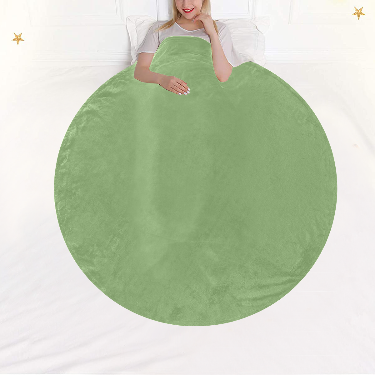 color asparagus Circular Ultra-Soft Micro Fleece Blanket 60"