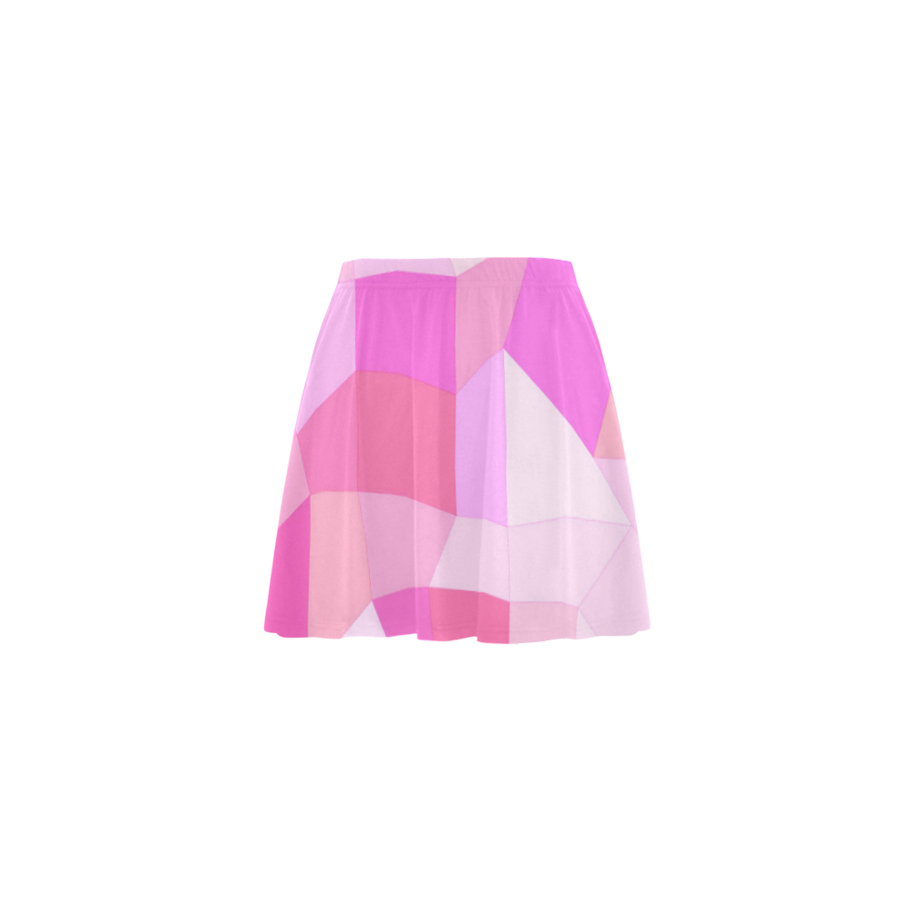 Bright Pink Mosaic Mini Skating Skirt (Model D36)