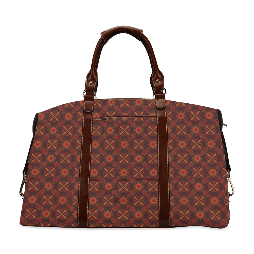 Brown Geometric Pattern Classic Travel Bag (Model 1643) Remake