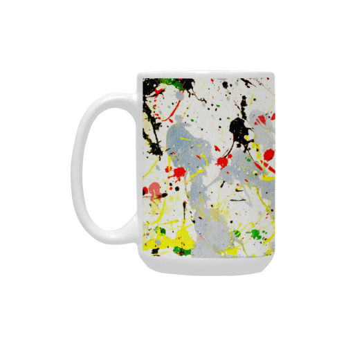 Yellow & Black Paint Splatter Custom Ceramic Mug (15OZ)