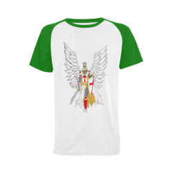 Knights Templar Angel Green Men's Raglan T-shirt Big Size (USA Size) (Model T11)