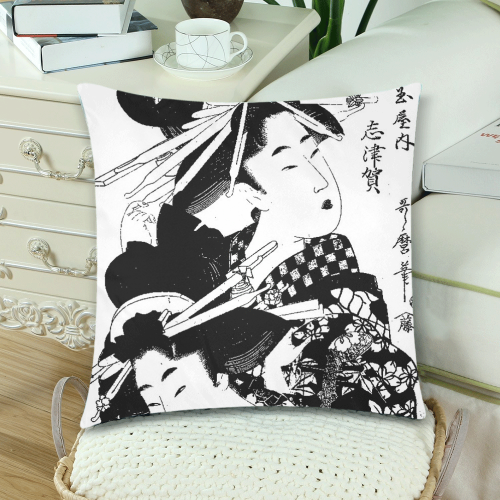 Courtesan and  bijin Custom Zippered Pillow Cases 18"x 18" (Twin Sides) (Set of 2)