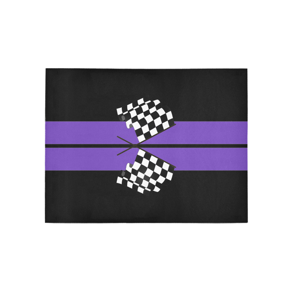 Checkered Flags, Race Car Stripe Black and Purple Area Rug 5'3''x4'
