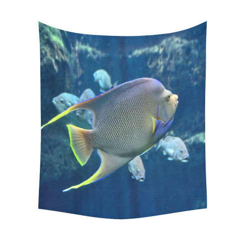 tropical-fishbluelarge Cotton Linen Wall Tapestry 51"x 60"