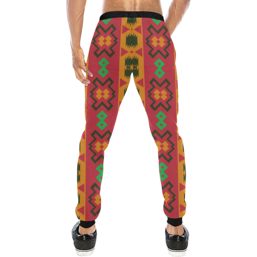 Tribal shapes in retro colors (2) Men's All Over Print Sweatpants (Model L11)
