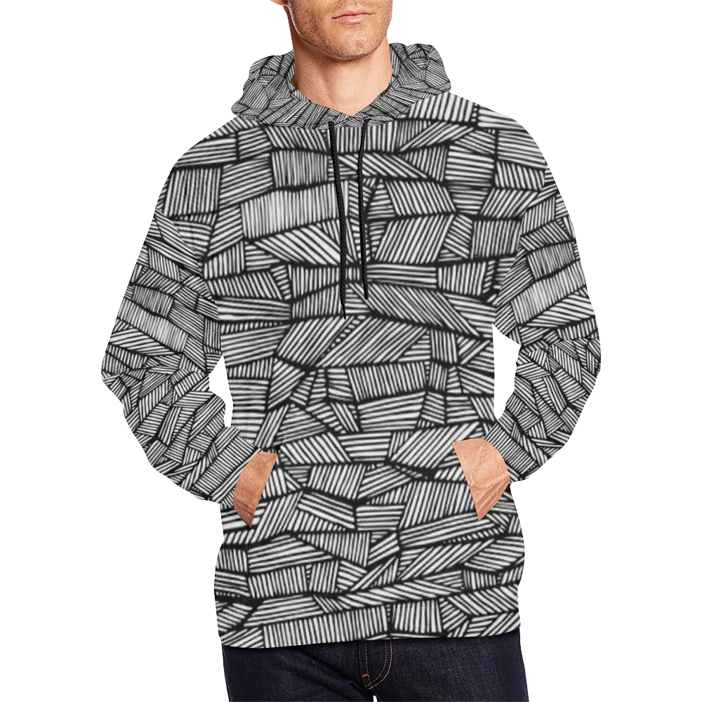 BLACK AND WHITE DIAMOND PATTERN All Over Print Hoodie for Men/Large Size (USA Size) (Model H13)