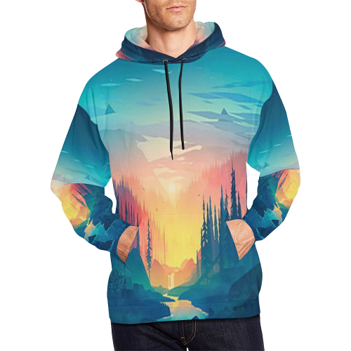 Nature Outdoor Art All Over Print Hoodie for Men/Large Size (USA Size) (Model H13)