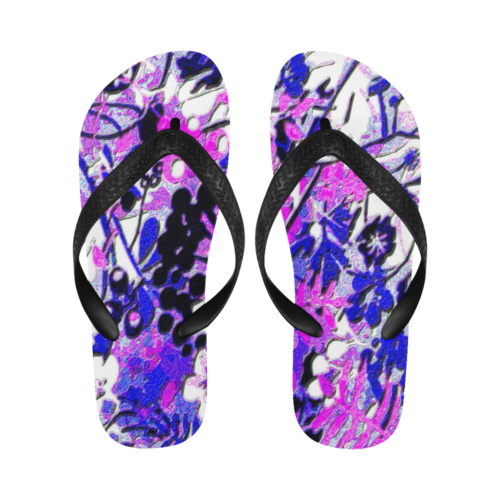 floral abstract in shades of blue Flip Flops for Men/Women (Model 040)