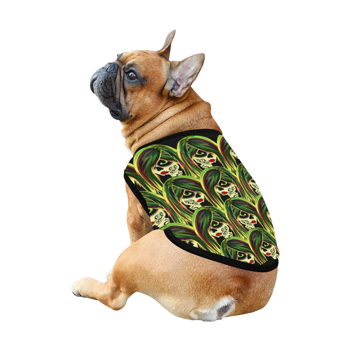 Fashionista sugarskull gals - green dog coat All Over Print Pet Tank Top