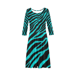 Ripped SpaceTime Stripes - Cyan Elbow Sleeve Ice Skater Dress (D20)