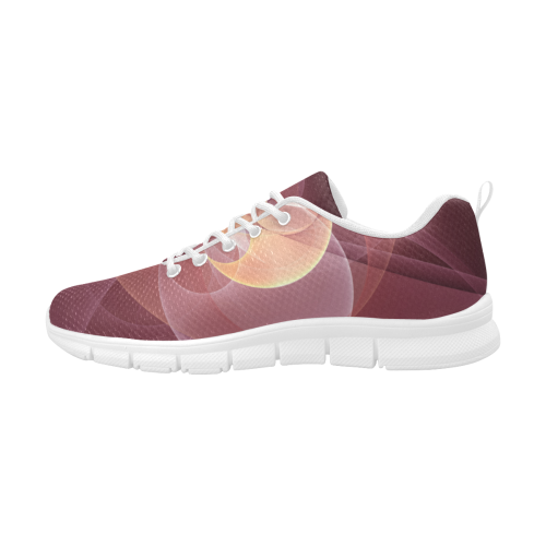 Movement Abstract Modern Wine Red Pink Fractal Art Women's Breathable Running Shoes/Large (Model 055)