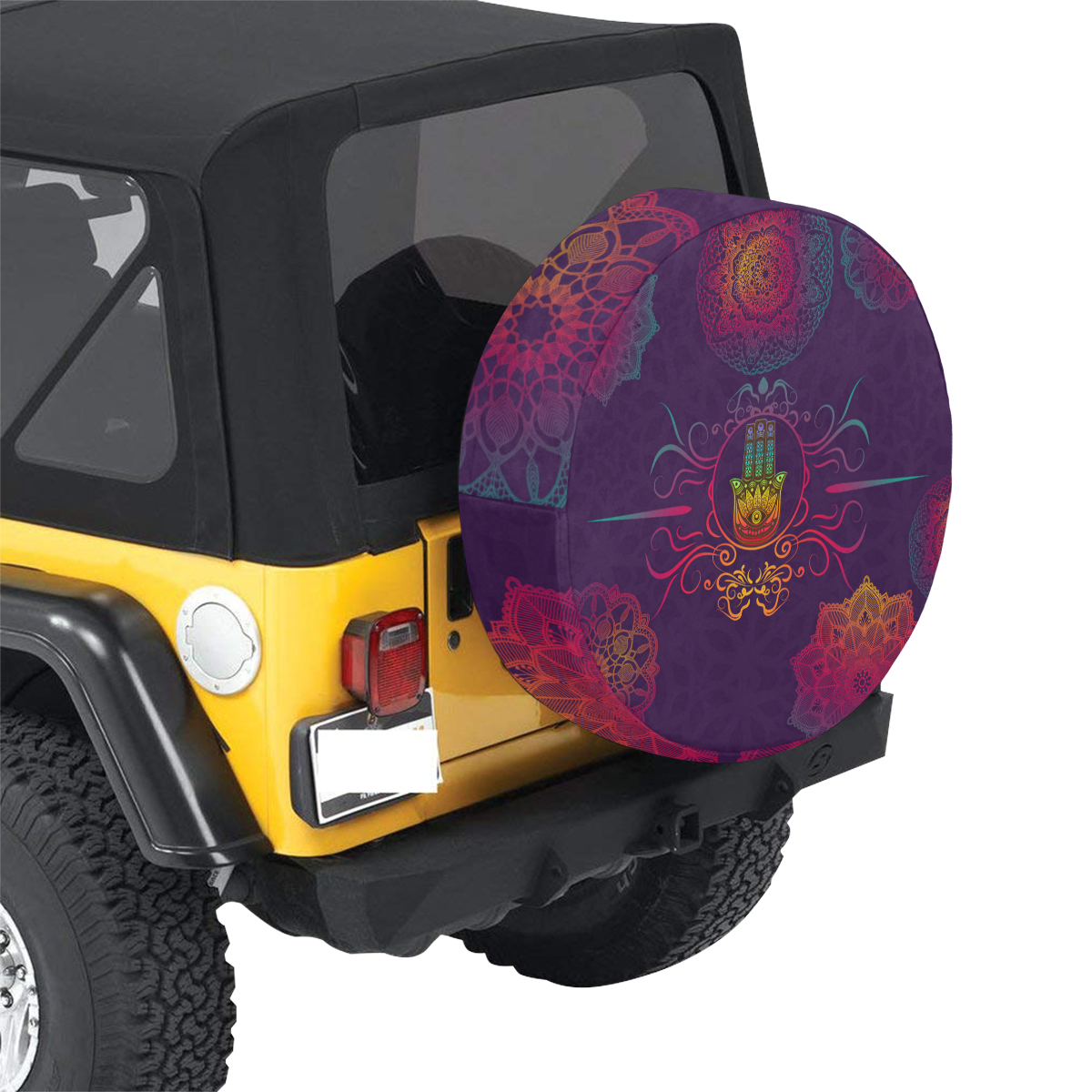 Hamsa Colorful Mandala 32 Inch Spare Tire Cover