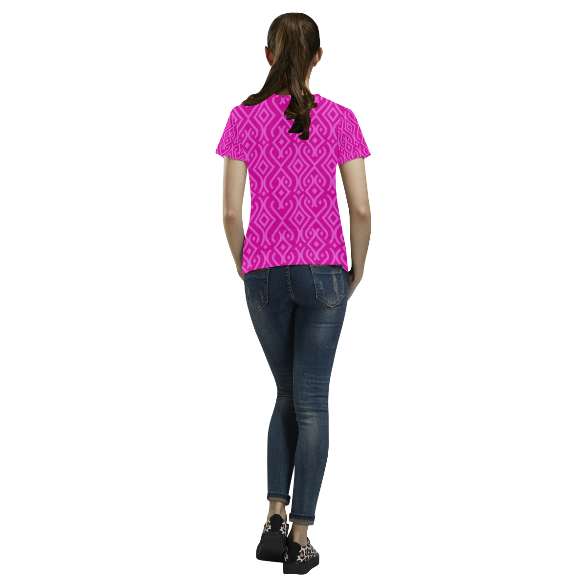 Abstract Pink All Over Print T-Shirt for Women (USA Size) (Model T40)