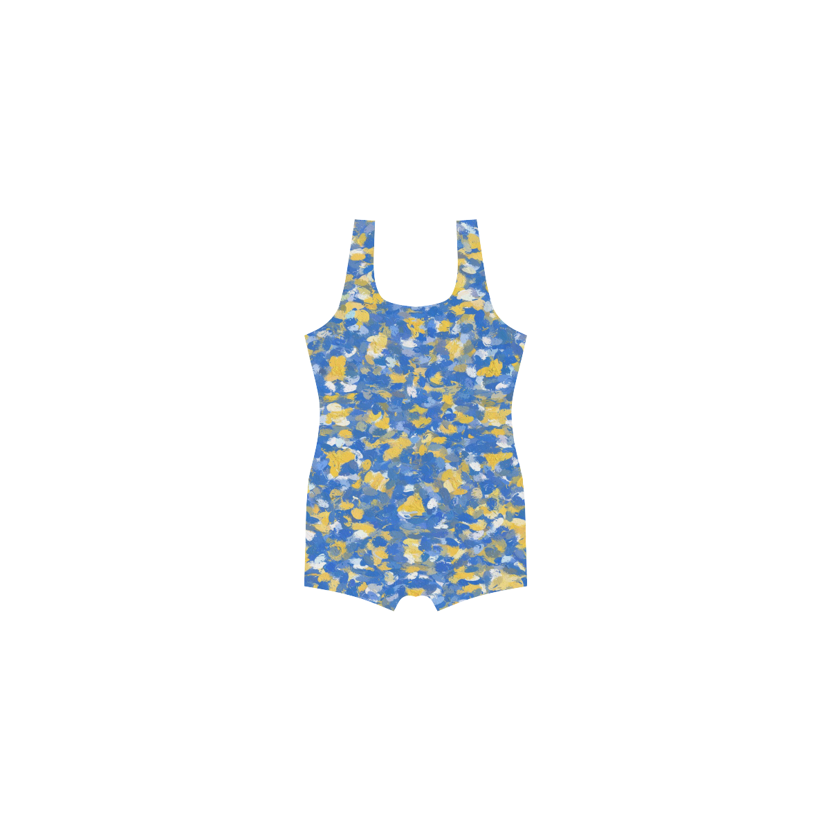 Blue, Yellow and White Paint Splashes Classic One Piece Swimwear (Model S03)