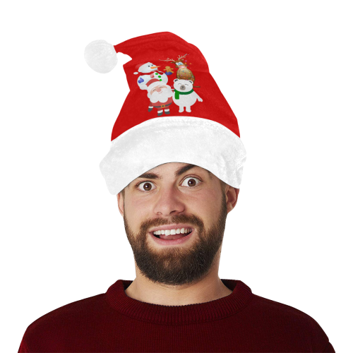 Christmas Gingerbread, Snowman, Santa Claus Red Santa Hat