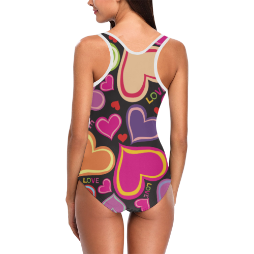 cute heart backgrounds Vest One Piece Swimsuit (Model S04)