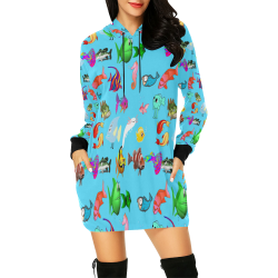 colorful fishes All Over Print Hoodie Mini Dress (Model H27)