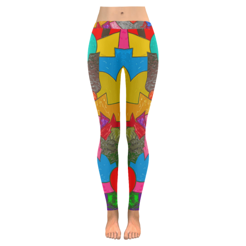FAT MAN RUNNING ABSTRACT Women's Low Rise Leggings (Invisible Stitch) (Model L05)