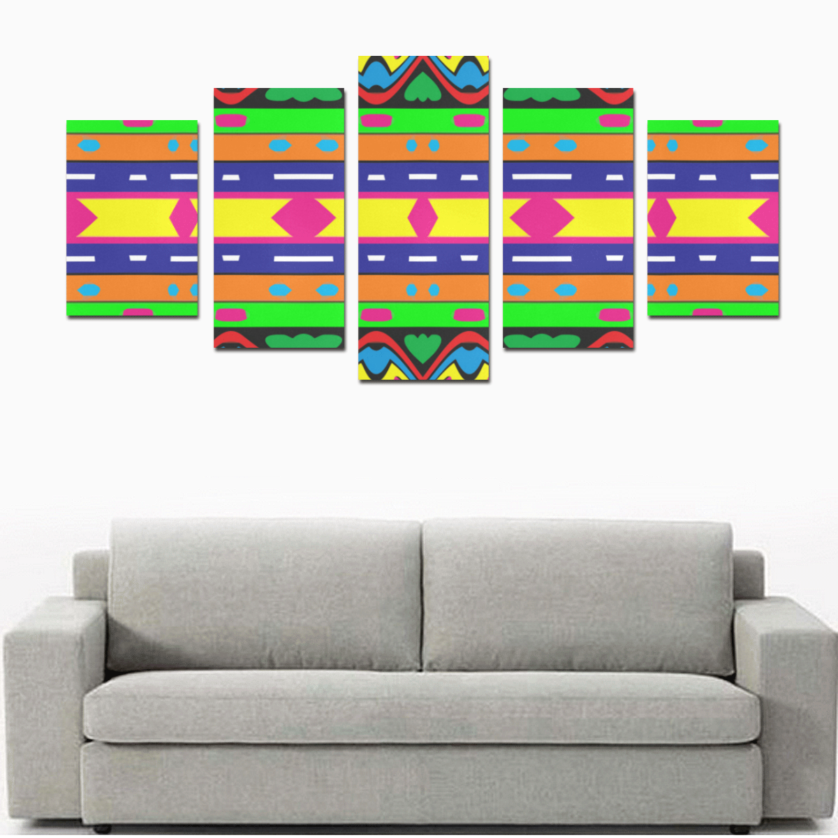 Distorted colorful shapes and stripes Canvas Print Sets D (No Frame)