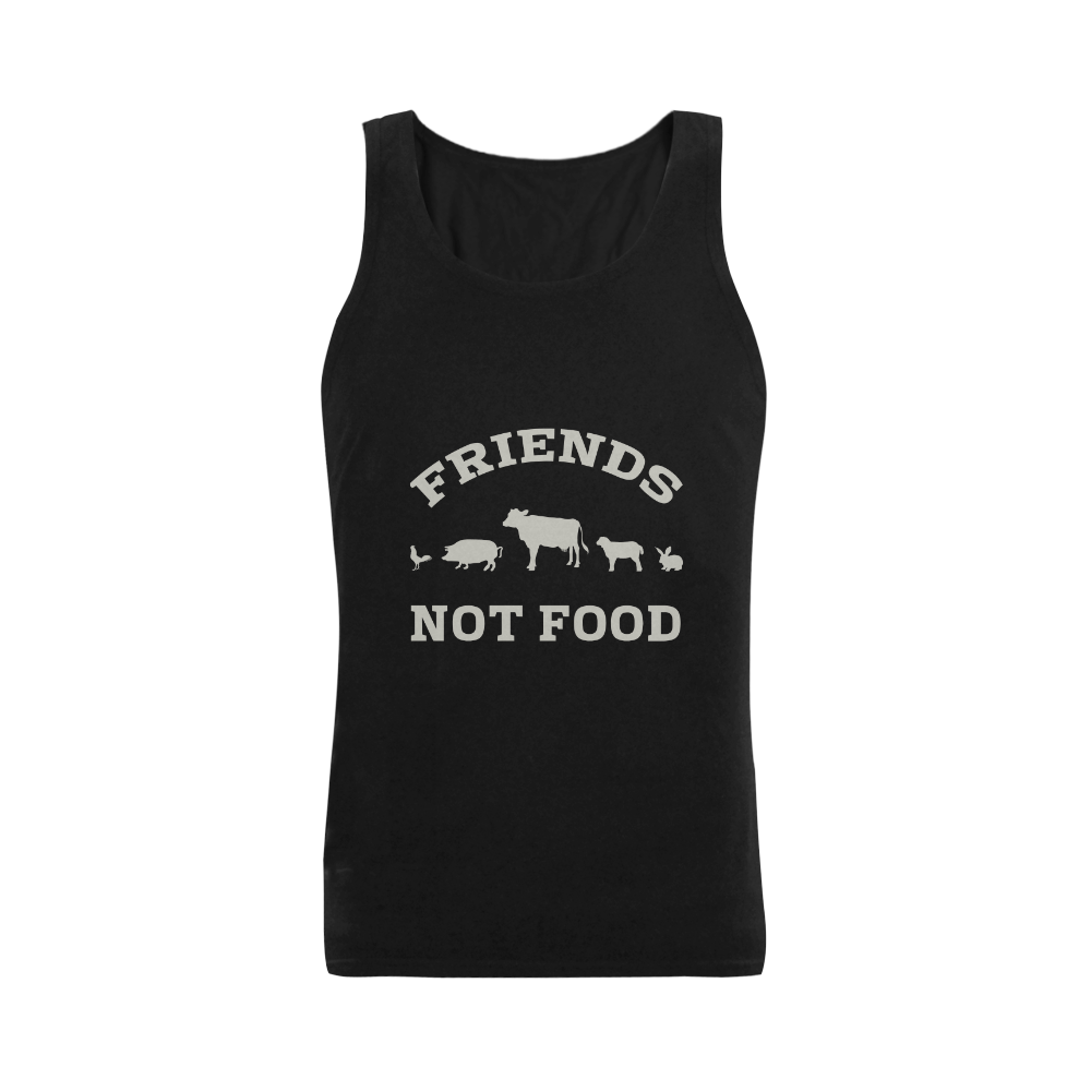 Friends Not Food (Go Vegan) Plus-size Men's Shoulder-Free Tank Top (Model T33)
