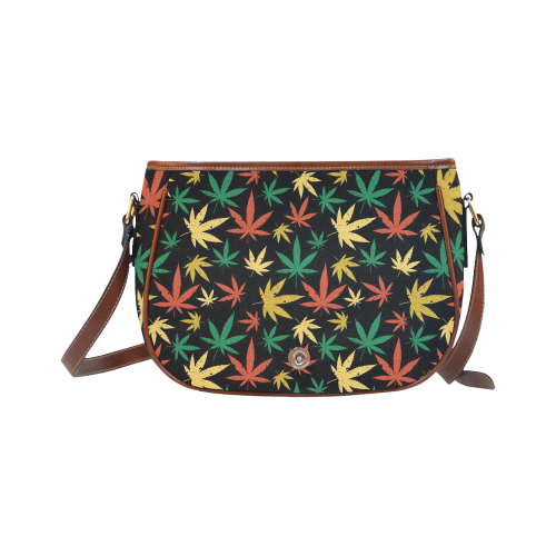 Cannabis Pattern Saddle Bag/Small (Model 1649) Full Customization