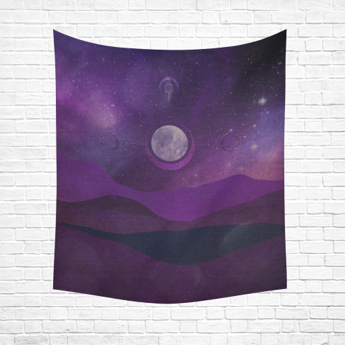 Purple Moon Night Cotton Linen Wall Tapestry 51"x 60"