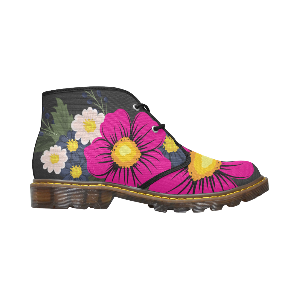 FLORAL DESIGN 22 Women's Canvas Chukka Boots/Large Size (Model 2402-1)