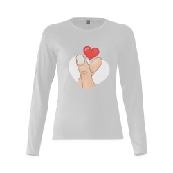Finger Heart / Silver Sunny Women's T-shirt (long-sleeve) (Model T07)