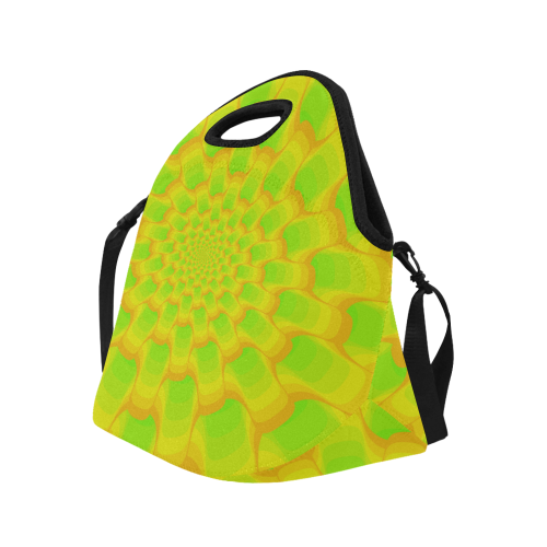 Green yellow net Neoprene Lunch Bag/Large (Model 1669)