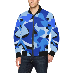 Camouflage Abstract Blue and Black All Over Print Bomber Jacket for Men (Model H31)