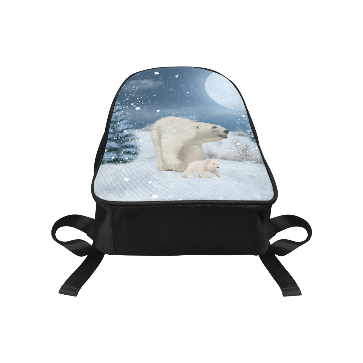 Polar bear mum with polar bear cub Fabric School Backpack (Model 1682) (Medium)