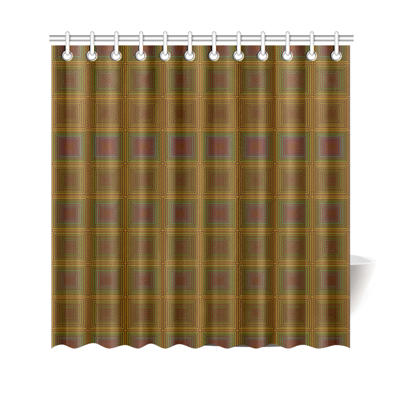 Golden brown multicolored multiple squares Shower Curtain 69"x70"