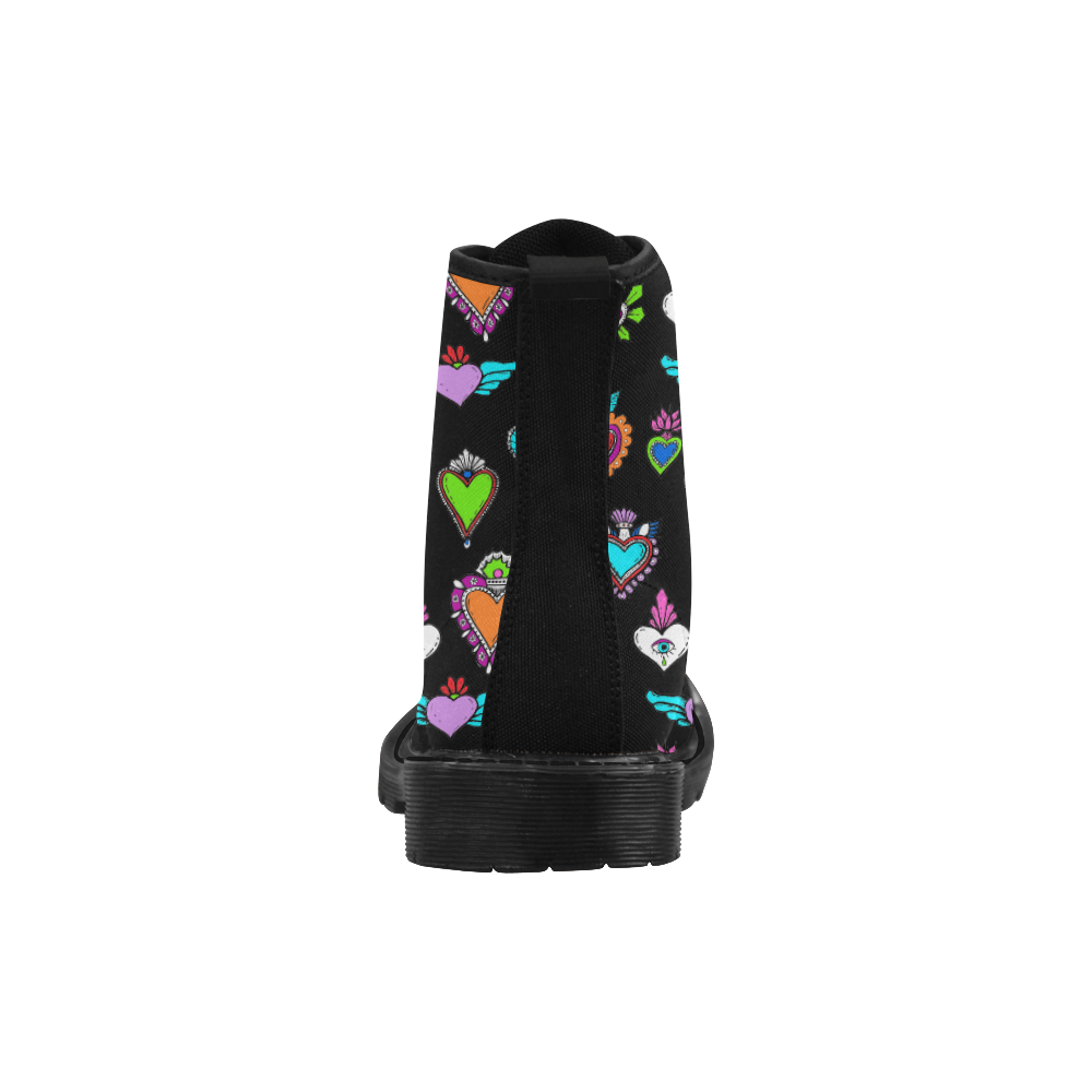 SACRED HEART - EX VOTO - Rainbow Martin Boots for Women (Black) (Model 1203H)