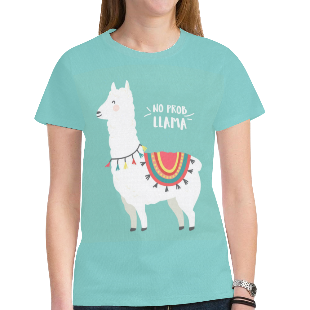 No Prob Llama New All Over Print T-shirt for Women (Model T45)